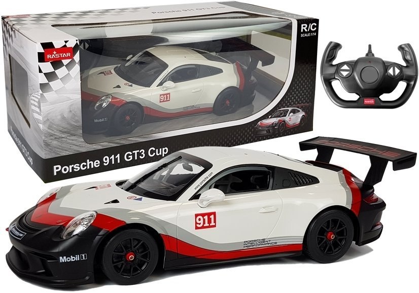 Auto R/C Porsche 911 GT3 CUP Rastar 114 Białe na pilota
